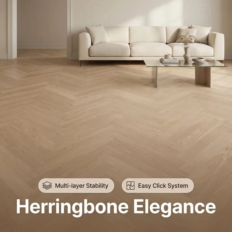 High end White Oak Engineered Flooring Hardwood Multi layer Herringbone Flooring Russian Birch Core 15mm E0 Certified