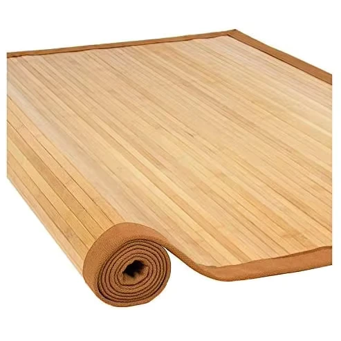 Hot Selling Natural Bamboo Floor Rug Mat Custom Outdoor Bamboo Silk Rug with Striped Pattern
