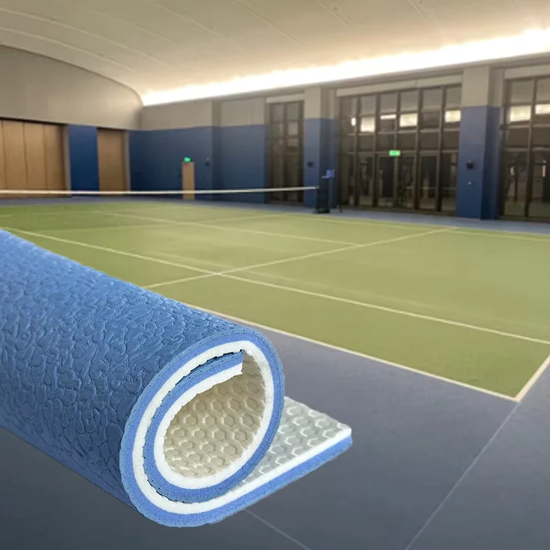 ITF Certified 100% Virgin PVC 5mm Thick Eco Friendly Easy Install Tennis Court Flooring for Indoor Sports Courts