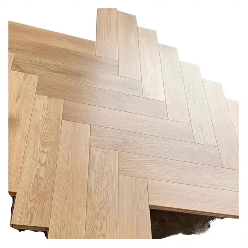 Indoor Multi Layered White Oak Engineered Wood Floor for Living Room Herringbone Parquet Click Lock Installation