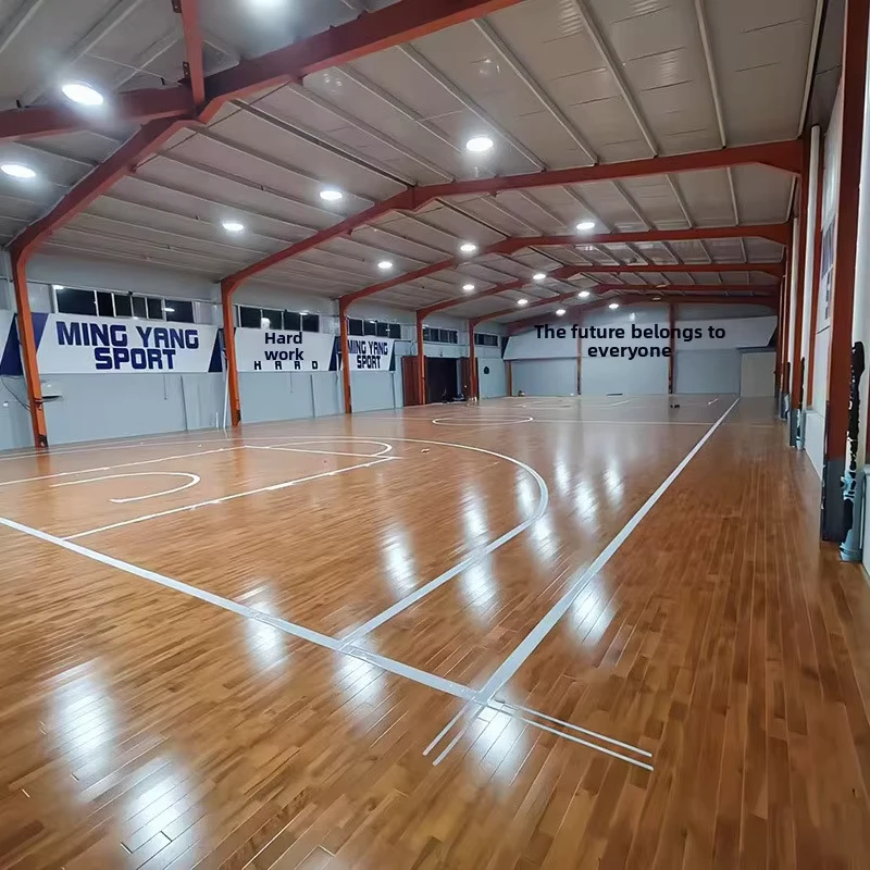 Indoor Multi-sport Gym Maple Wood Solid Flooring for Sports Field with Finger-jointed Construction and Custom Thickness