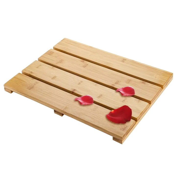 Indoor or Outdoor Bathroom Waterproof Bamboo Bath Floor Mat Wooden Shower Mat