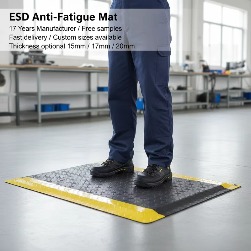 Industrial Anti Fatigue Cushion ESD Rubber Mat Static Dissipative Anti Static PVC Non Slip Floor Mat