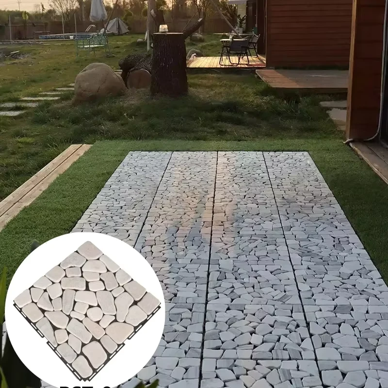Interlocking Anti Slip Acid Resistant Stone Floor Pebble Bluestone Marble DIY Assembled Stone Floor Outdoor Leak proof Floor