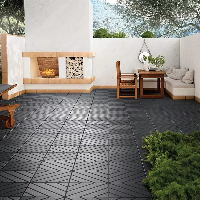 Interlocking Deck PVC Floor Tiles Self install Outdoor Plastic Flooring Anti slip Waterproof for Balcony Courtyard Renovation