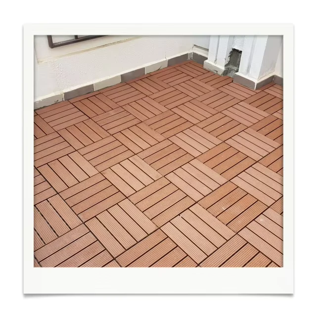Interlocking Deck Tiles Wood and Bamboo WPC Patio Tiles Waterproof PVC SPC Flooring for Exterior Use Quick Click Installation