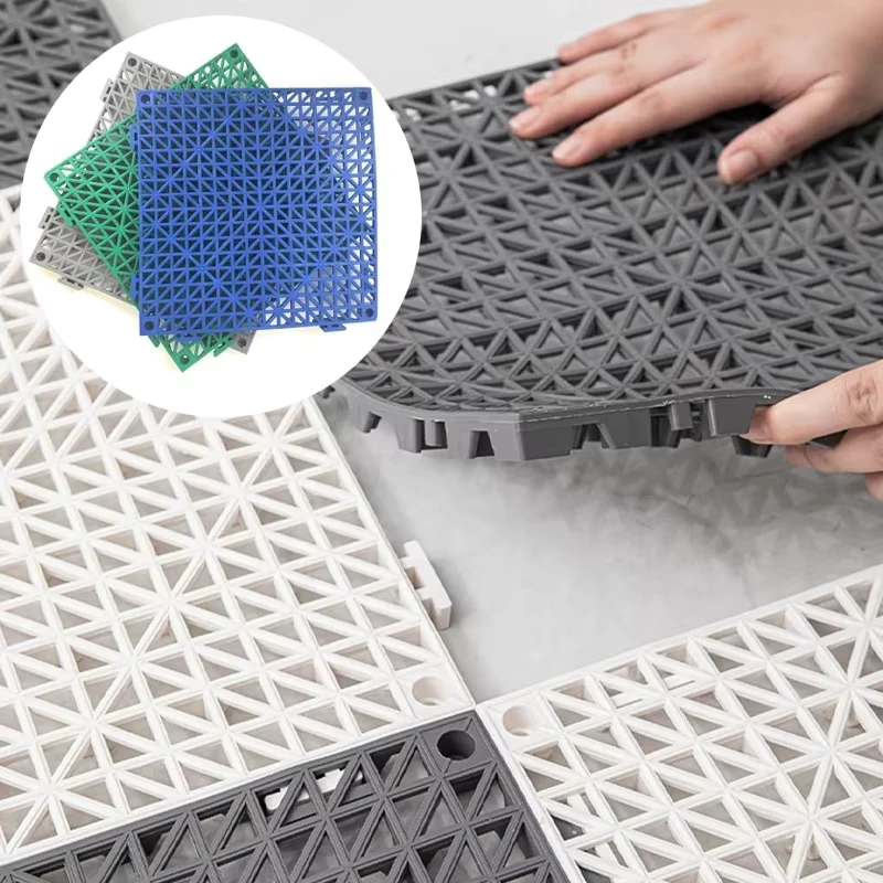 Interlocking Drainage PVC Modular Floor Tiles Non-Slip Mat Plastic Flooring Drainage and Slip Resistance Features
