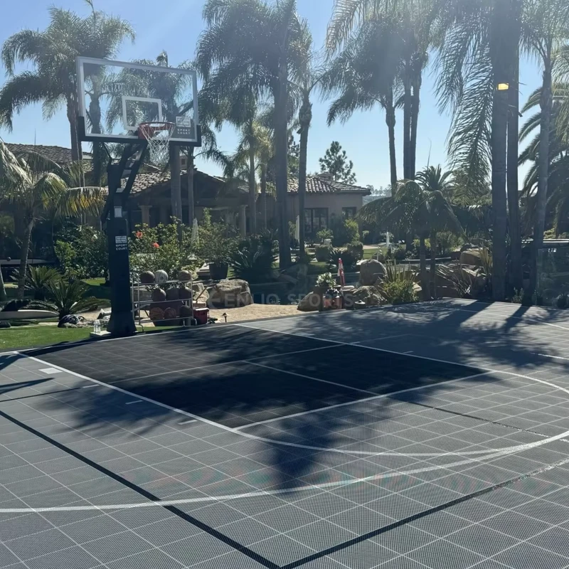 Interlocking Outdoor Sport Tiles TPE Rubber and Plastic (PP) Sports Flooring for Basketball and Pickleball Courts