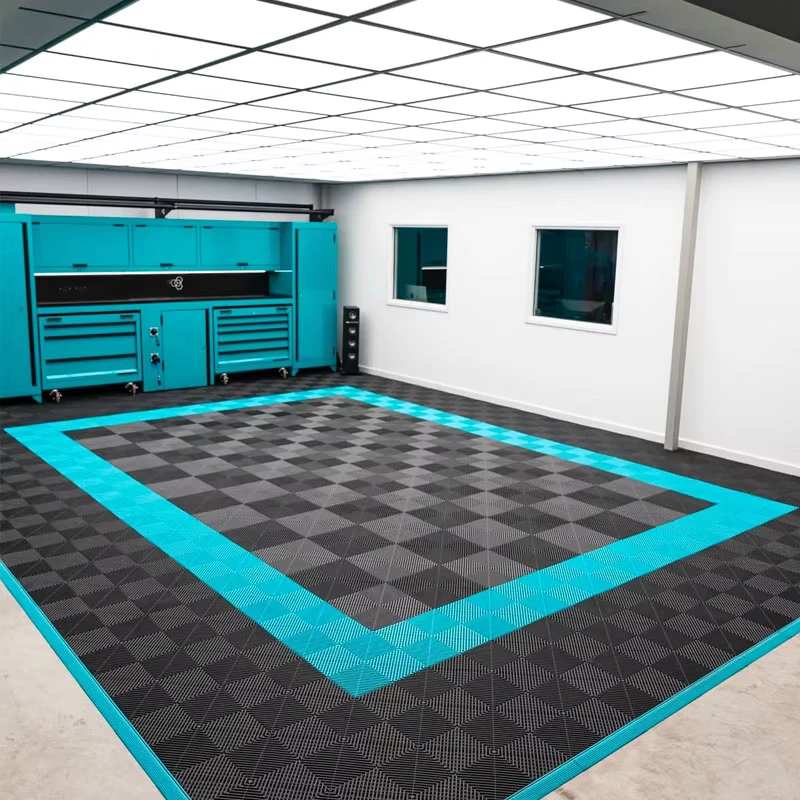 Interlocking PVC Garage Floor Tiles Non Slip Durable Easy Install for Car Wash and Detailing Shops Factory Direct