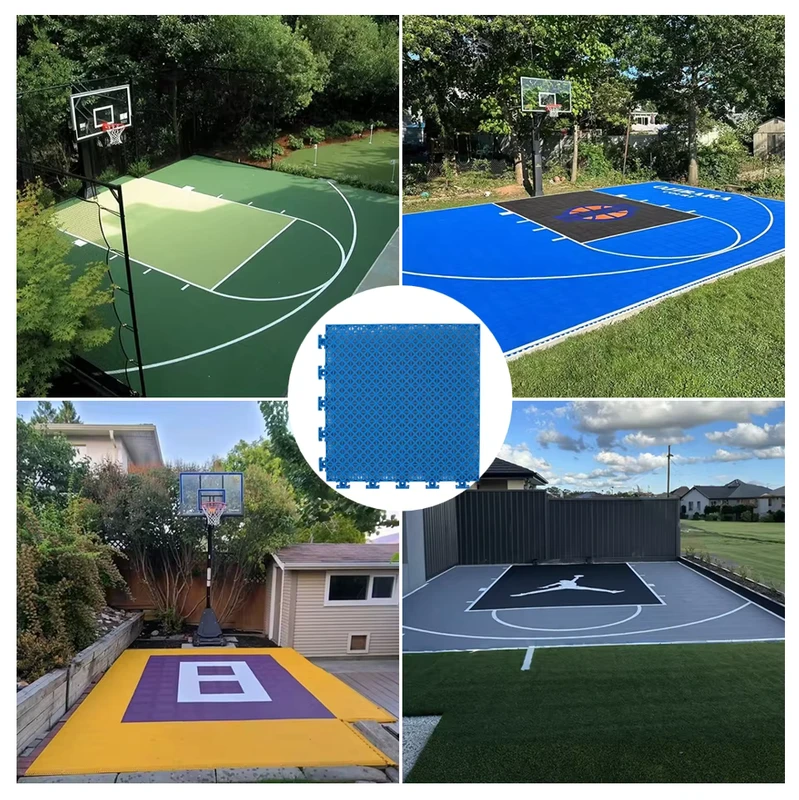 Interlocking Sports Floor Tiles PP Rubber and Plastic for Outdoor Basketball Courts