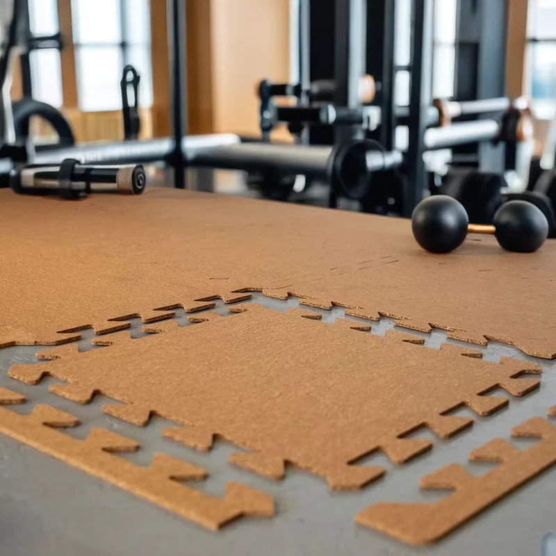 LEECORK 12″x12″ Interlocking Gym Cork Flooring Mats Custom Odorless Comfortable Cork Puzzle Exercise Mat