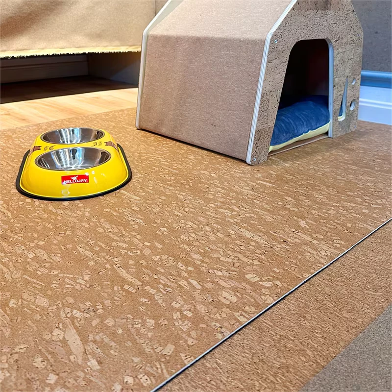 LEECORK Easy Clear Comfortable Soft Cork Floor Sheet Middle Size Eco-Friendly Natural Cork Flooring for Cats Lying