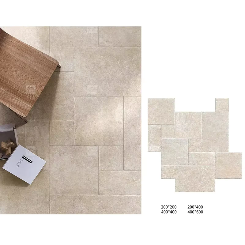 Limestone Tumbled French Pattern Full Body Porcelain Floor Tiles for Indoor and Outdoor