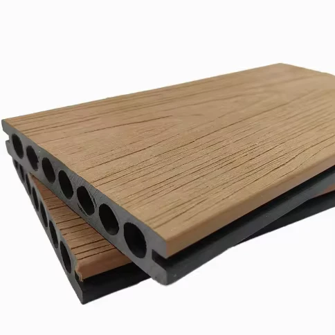 Luxury WPC Square Outdoor Decking Board 18mm Durable Anti UV Interlocking Hollow Structure Thermal Stability Wood Grain Custom