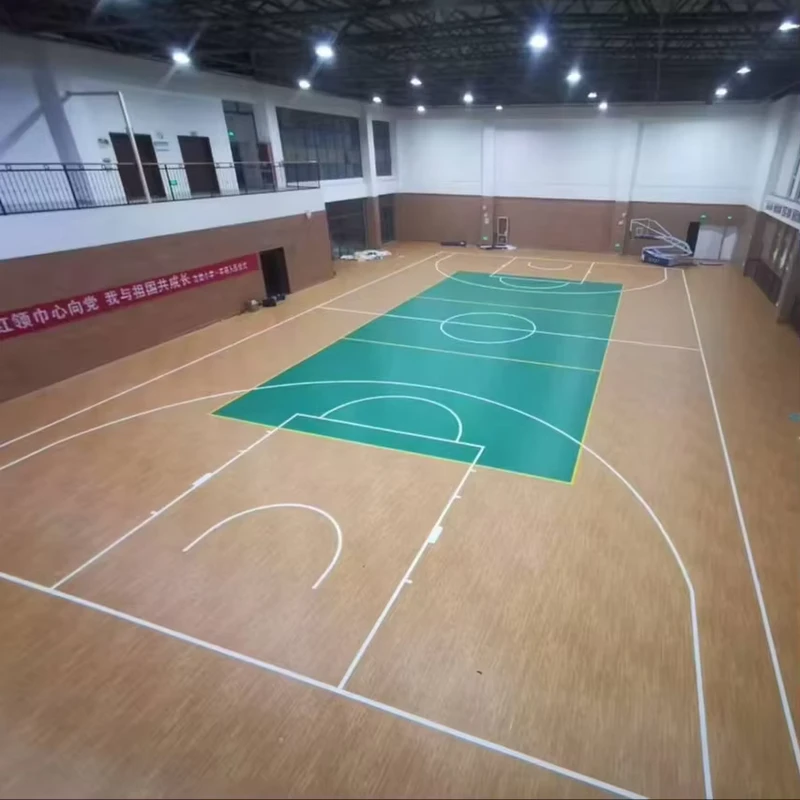 Maple Solid Wood PVC Sports Flooring for Indoor Venues Basketball Tennis Court Badminton Shock Absorption Plastic Flooring