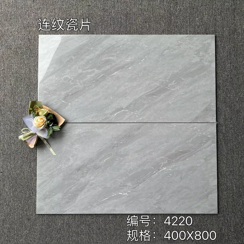 Modern 400x800mm Medium Grey Diagonal Marble Vein Continuous Grain High Gloss Porcelain Wall Tile for Interior Wall