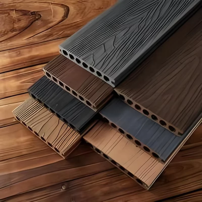Modern Anti Slip Square Brushed Wood Plastic Composite Flooring with Interlocking Installation for Indoor Outdoor Use