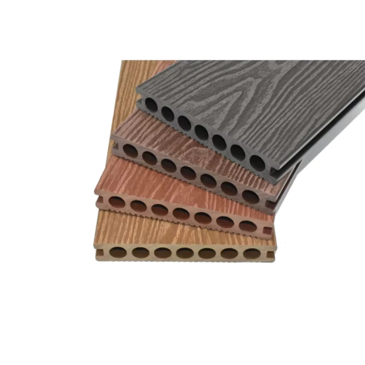 Modern Brushed Weather Resistant Low Maintenance 3D Embossed Waterproof Outdoor WPC Flooring Building Decking