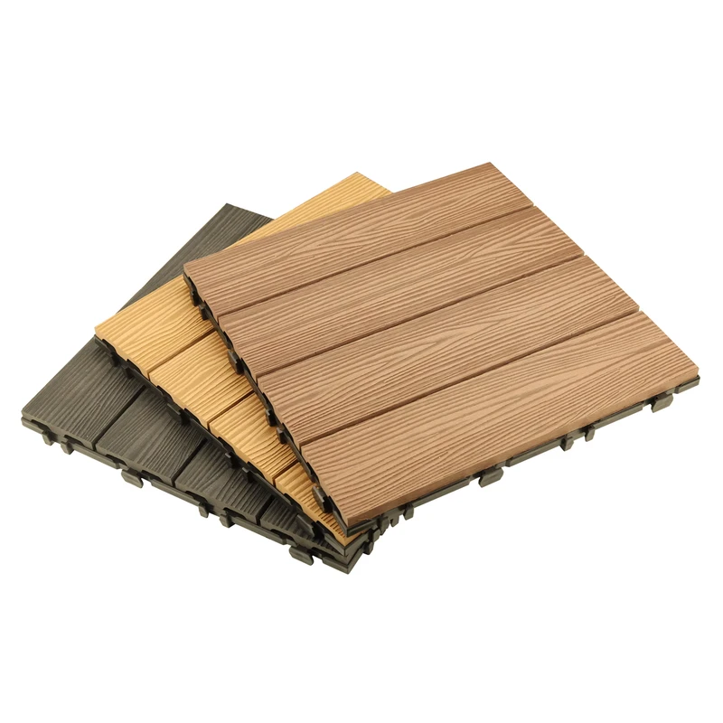 Modern DIY Interlocking WPC Decking Tiles Square Decorative Wood Plastic Composite Flooring for Outdoor Waterproof Floor Boards