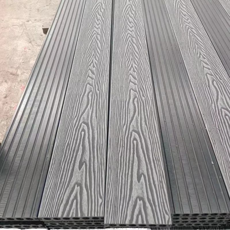 Modern Design 140by25mm 3D Embossed Grooved Waterproof Durable WPC Decking Flooring for Exterior Outdoor
