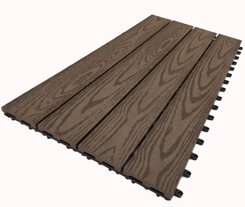 Modern Design 30*60cm 30*90cm Wooden Tile Interlocking Anti-Slip Outdoor Composite Decking Floor Waterproof Wood Plastic