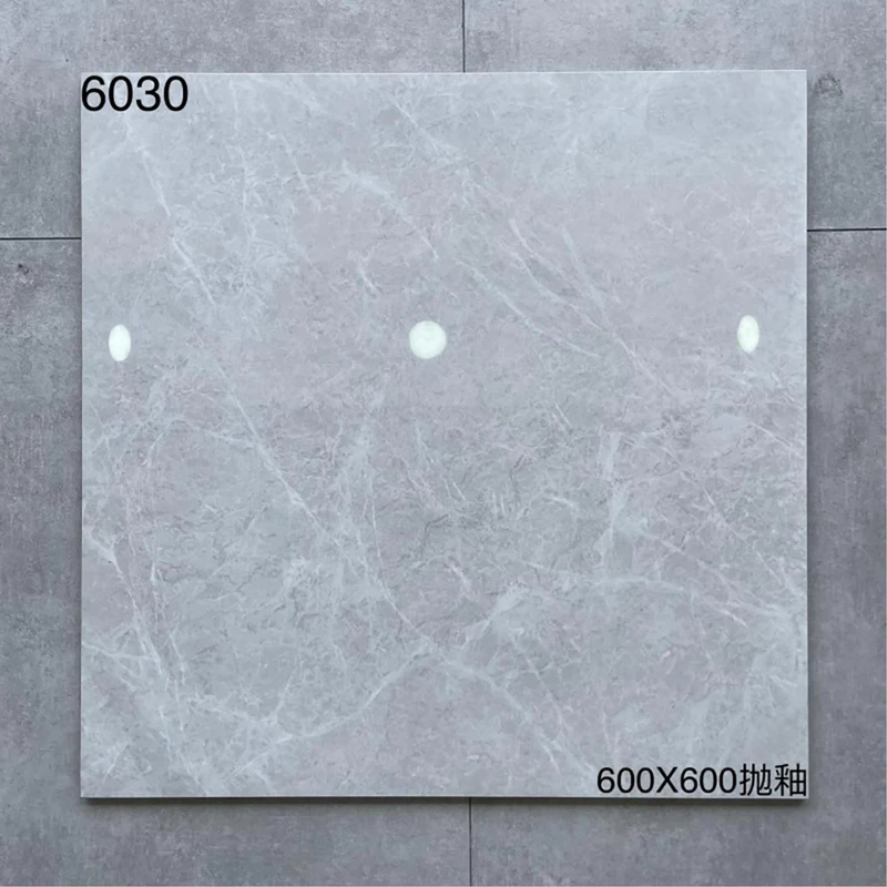 Modern Design 600x600mm Glossy White Marble Look Porcelain Tiles Wall Floor Ceramic Tiles Apartment Villa Thin Non Slip