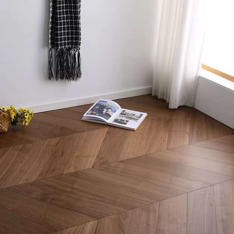 Modern Design Black Walnut Engineered Wood Flooring Walnut Color Multi Layer Chevron Parquet Style for Bedroom Living Indoor Use
