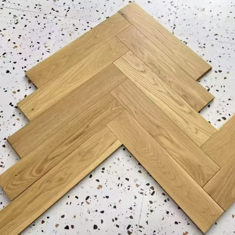 Modern Design Engineered Herringbone Shape White Oak Parquet Wood Flooring Solid Click Installation Living Room Outdoor Smooth