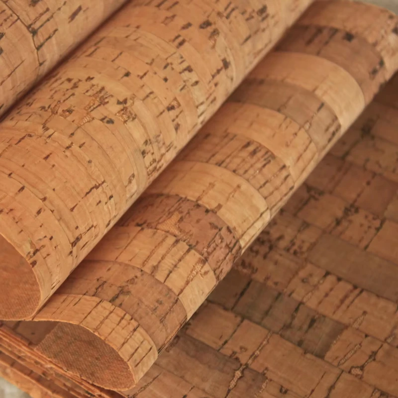 Modern Geometric Design Cork Wall Covering Easy Installation with Orange Base Paper for Villa Walls