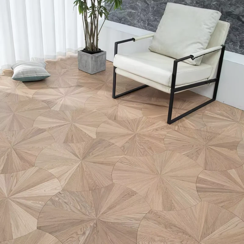 Modern Oak Flooring Engineered Wood Parquet Waterproof Scratch Resistant 6 Colors Hexagram Star Villa Hotel Project