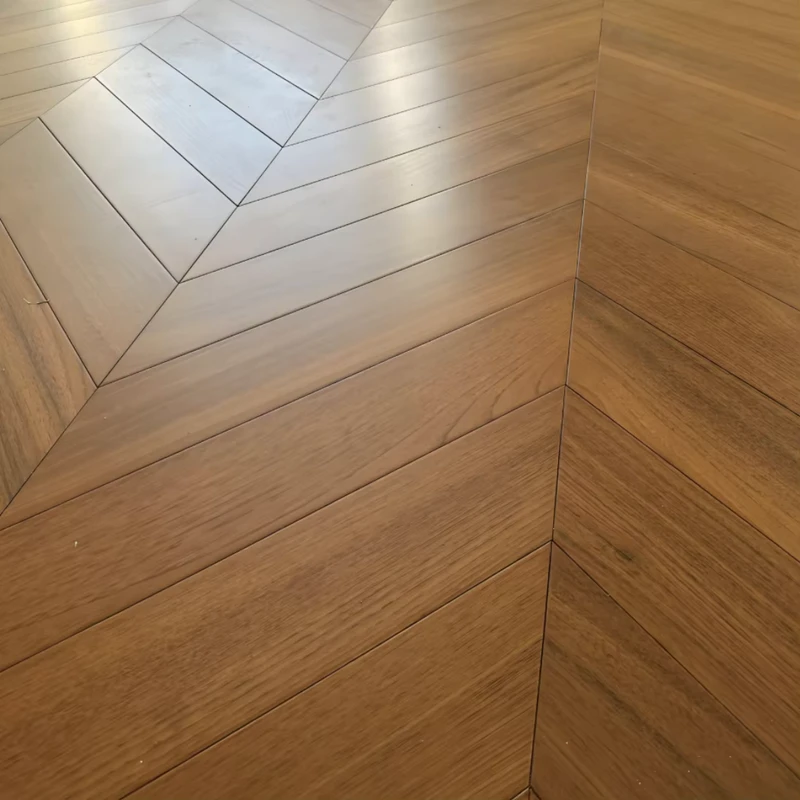 Modern Solid Wood Teak Engineered Wood Flooring Three Layer Multi Layer Smooth Herringbone Chevron Indoor Home Office