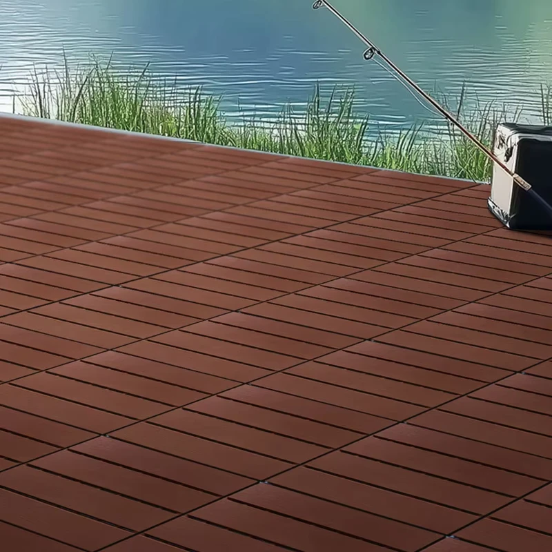 Modern Square Waterproof Interlocking Wood Plastic Composite Deck Tiles for Garden Bathroom