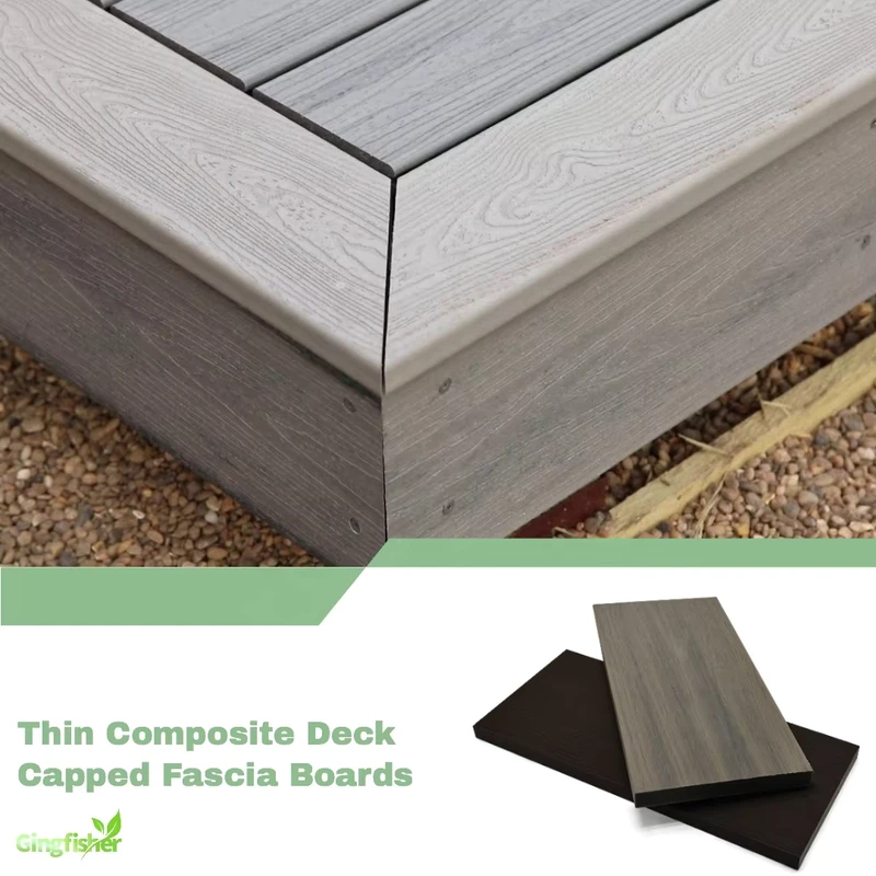 Modern WPC Co Extrusion Composite Decking Fascia Thin Outdoor Decoration Deck Boards with Brushed Technics