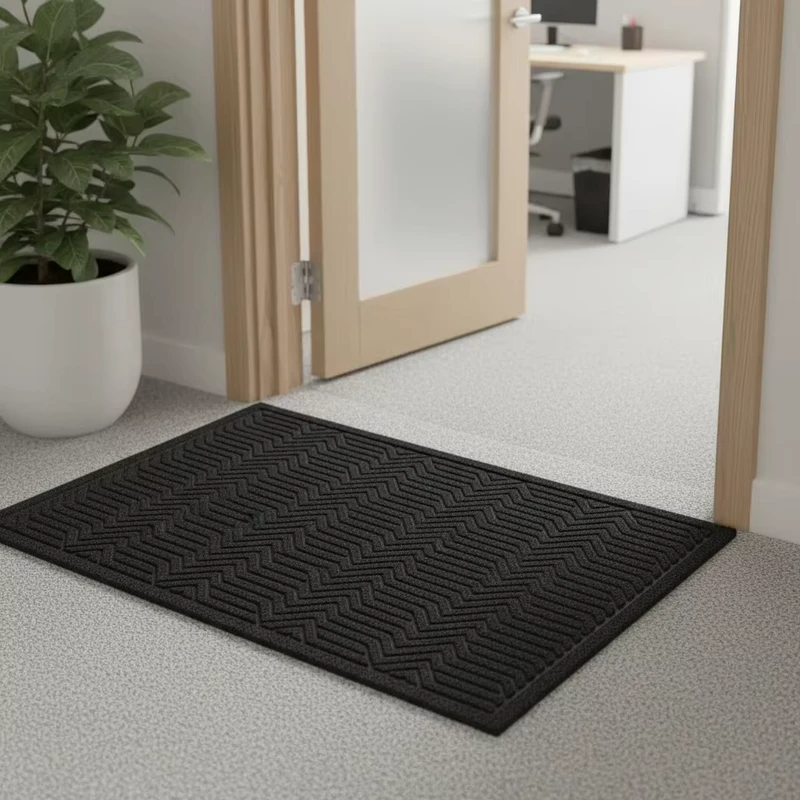 Modern Washable Non Slip Commercial Stripe Door Mat Waterproof Rubber Welcome Carpet Roll Home Hotel Entrance Cushioned Custom
