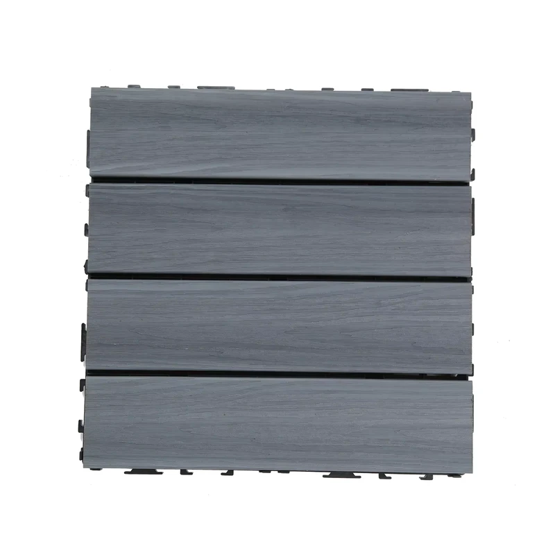 Modern Waterproof WPC Decking Tiles Square Interlocking 3D Embossed Patio Garden Decking Aspiring Asian for Outdoor DIY Flooring