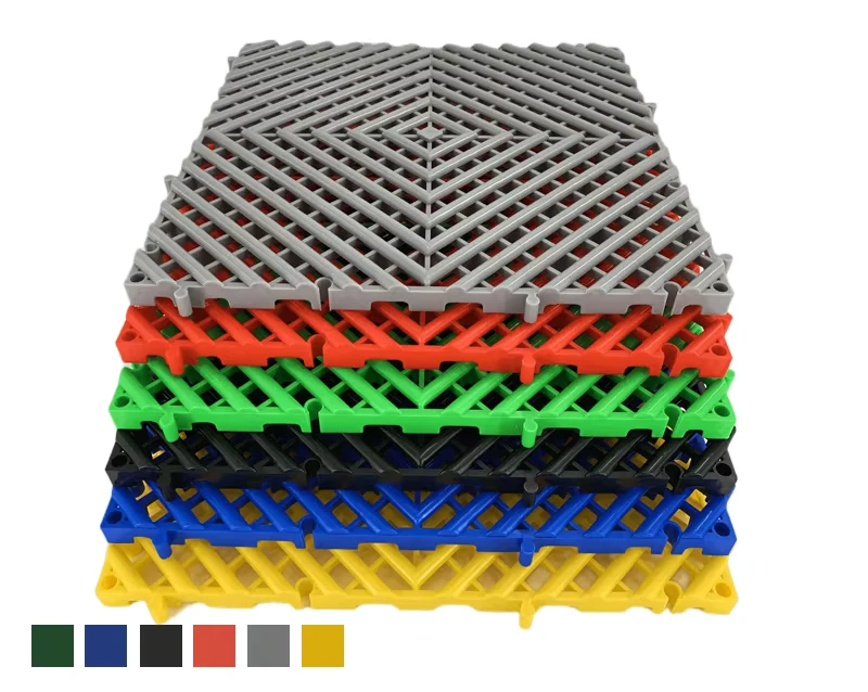 Modular Carpet Indoor PVC Smooth Grate PP Swiss Trax Garage Click Plastic Floor Tiles Durable Flooring Tiles Interlocking