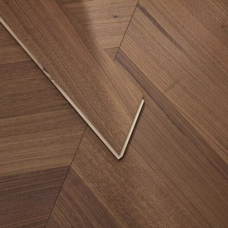 Multi Layer Black Walnut Engineered Flooring Chevron Birch Core Midcentury Click Lock Living Room Eco Friendly
