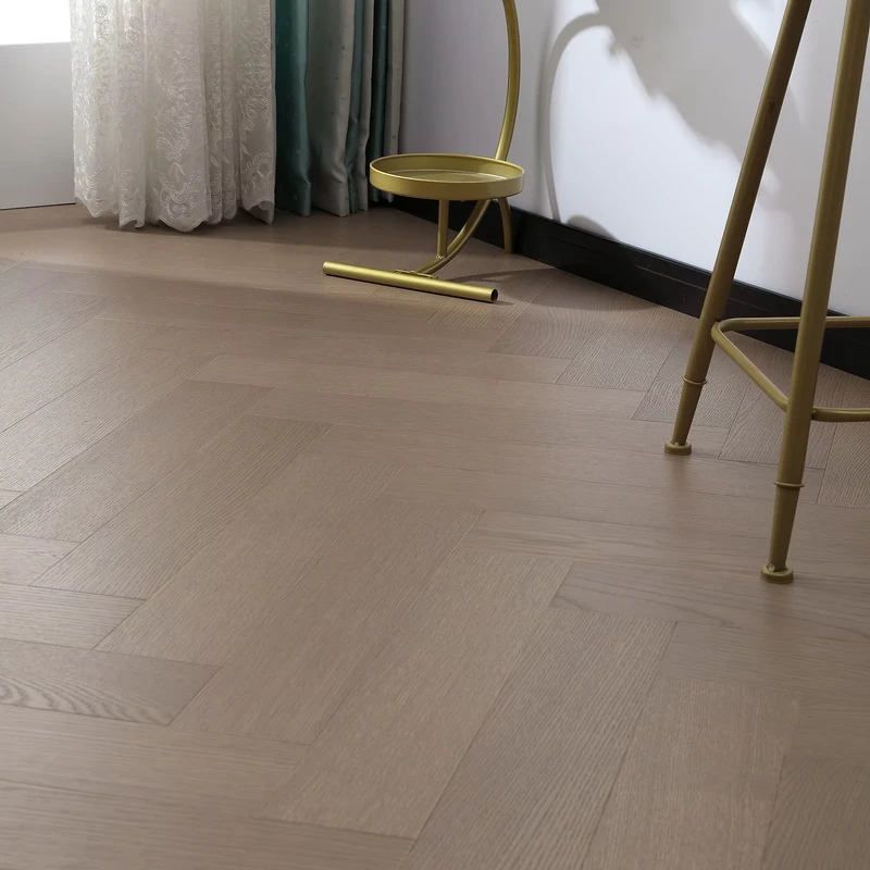 Multi Layer Brushed Oak Engineered Herringbone Flooring Birch Core Natural Cream Tones Click Lock 5+ Year Warranty