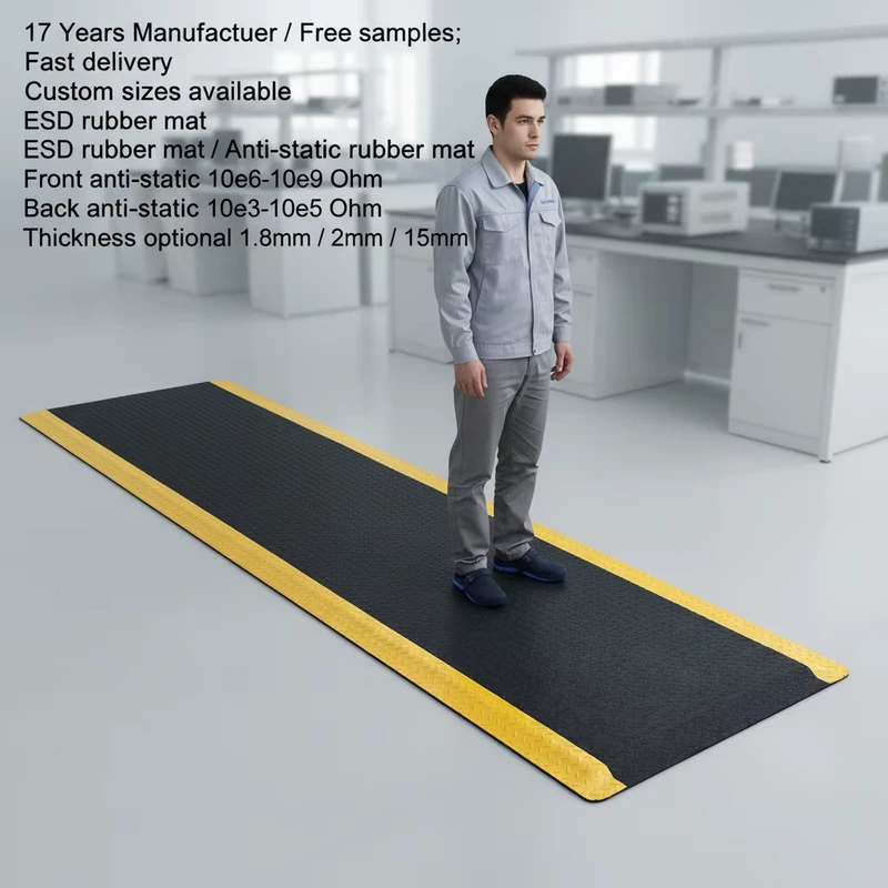 Multi Size Yellow Edge Waterproof Standing Mat Industrial Soft Sponge Foam EPDM ESD Floor Anti Fatigue Mat