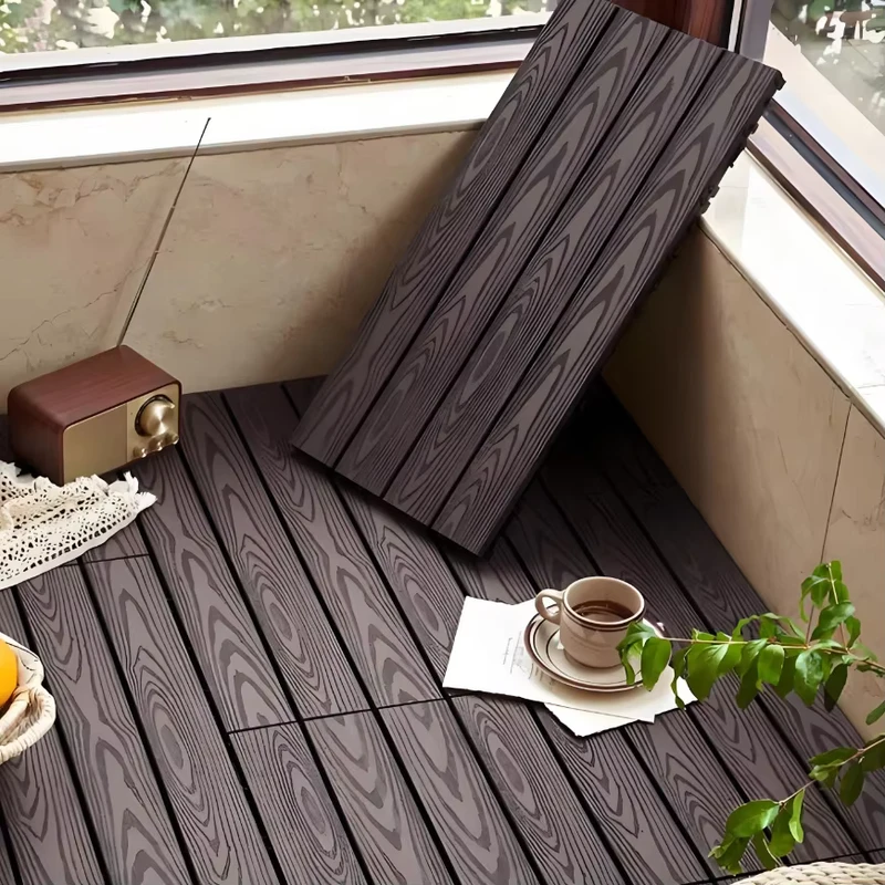 Multi-Styles Embossed WPC Plastic Wood Floor Outdoor Decking Board Tiles 30*30*2.3cm Interlocking Flooring for Courtyard Terrace