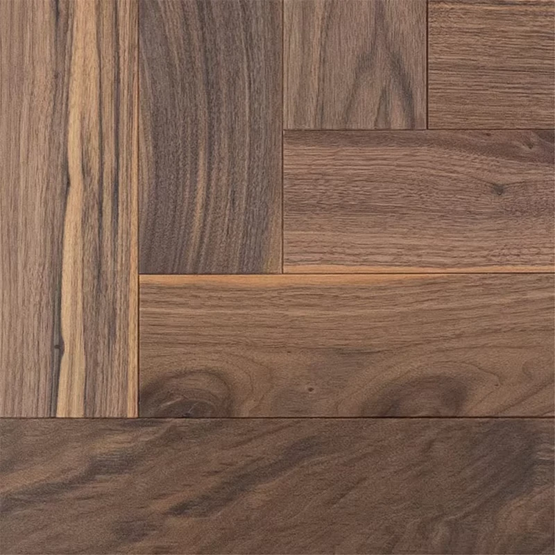 Multi layer Engineered Wood Flooring Black Walnut Herringbone Modern Style Waterproof UV Lacquered Living Room Kitchen