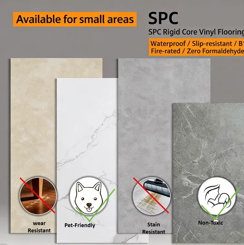 Multiple Sizes Anti Slip Scratch Resistant Waterproof Stone Look Luxury Vinyl SPC Laminate Flooring LVT Wall Indoor