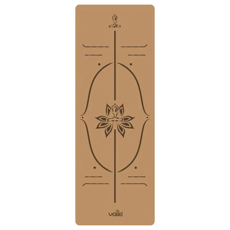Natural Cork Rubber Yoga Mat 5mm Thick Non Slip with Alignment Line Eco Friendly 183cm Rectangle for Home Gym Pilates