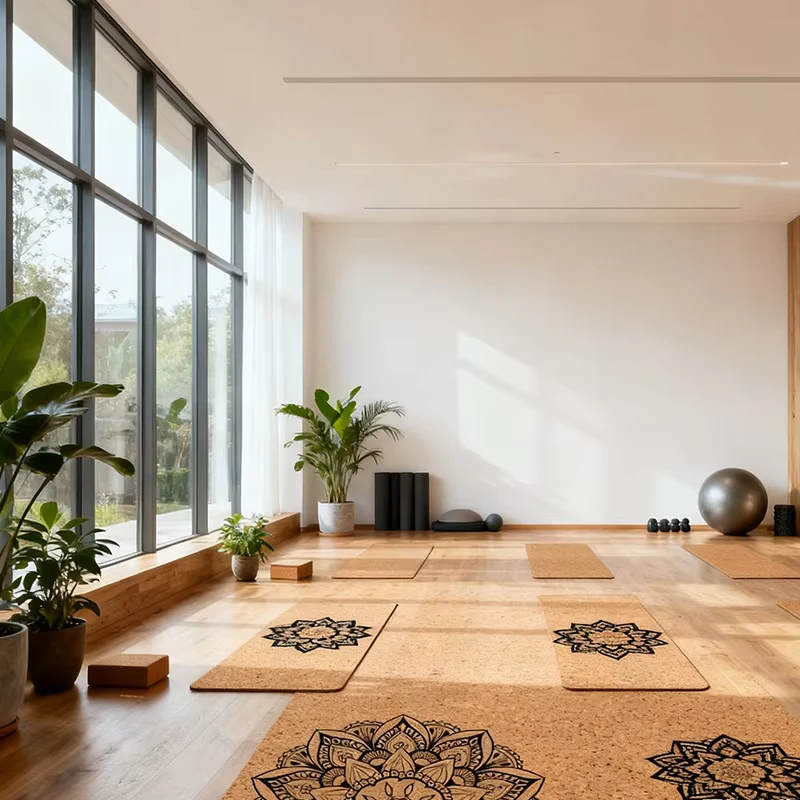 Natural Cork Yoga Mat Anti Tear Foldable High Precision Printing Details Sweat Resistant Non Slip for Luxury Brand Promotion