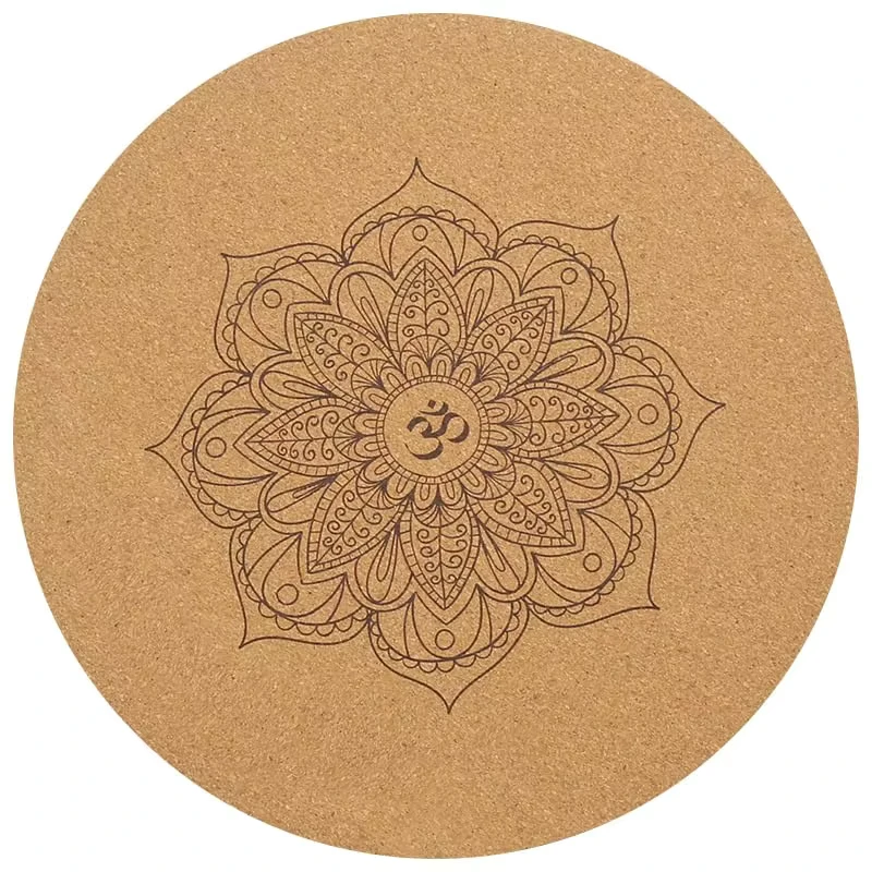 Natural Rubber Cork Anti slip 3mm Thick 60cm Folding Silent Round Yoga Mat for Household Use Meditation Dance