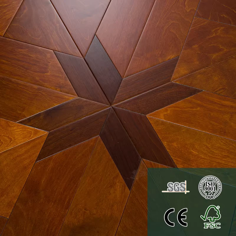 OEM Custom Pattern Thickness Wood Veneer Walnut Oak Birch Composite Flooring Wear Resistant Waterproof Indoor Hardwood Floor