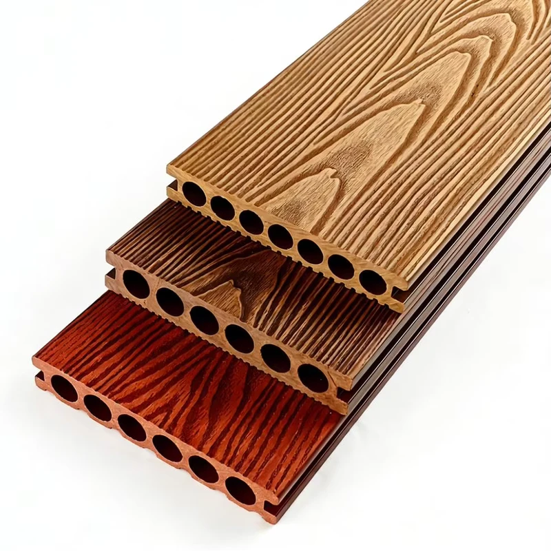 OEM Factory Price Co Extrusion Waterproof Teak Grain WPC Decking Embossed Decking for Outdoor Wet Area