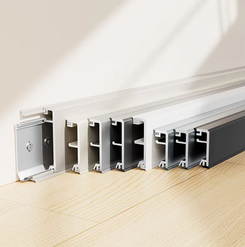 OEM Modern 3CM Slim Aluminum Alloy Right Angle Skirting Board Water Resistant Rubber Easy Installation Multiple Colors