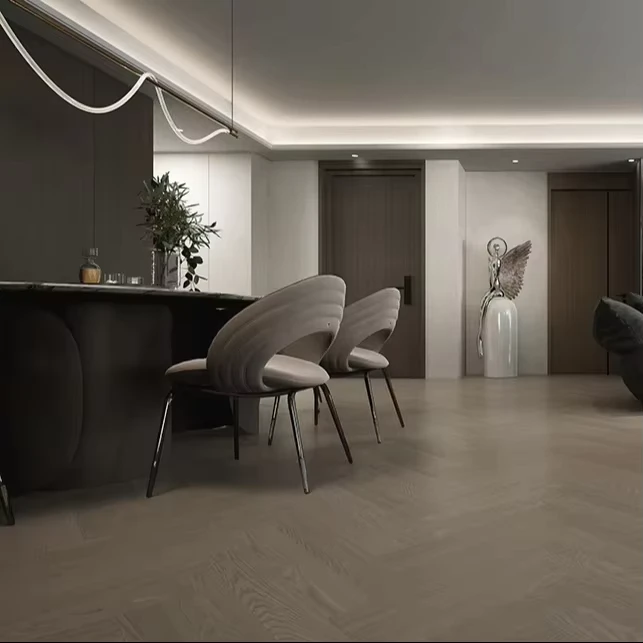 Oak Multilayer Engineered Flooring B08 Herringbone Smooth Surface Contemporary Design 3 Year Warranty Kitchen Living Room Villa