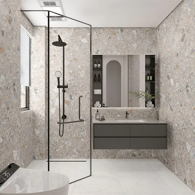 One-Stop Supplier Engineering Floor Tiles Terrazzo 600×1200 Black Luxury Living Room Porcelain Matte Polished Floor Tile